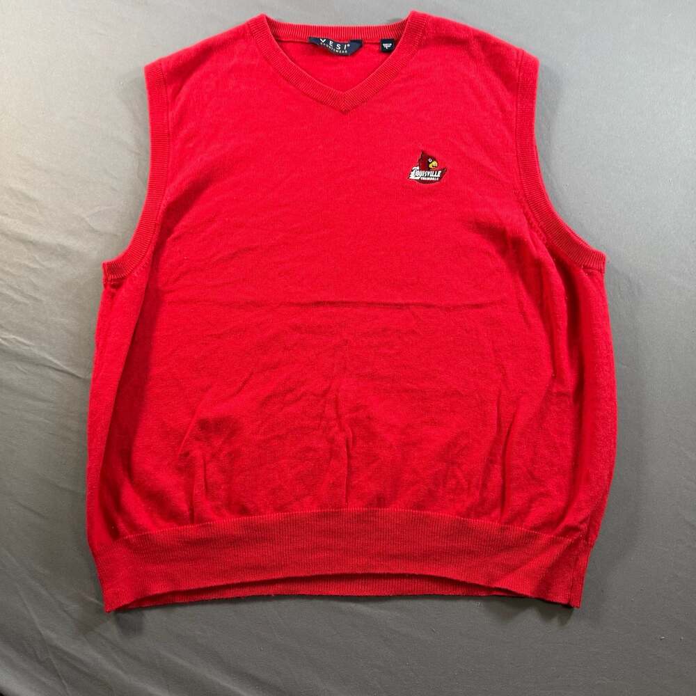 Vesi Louisville Cardinals Sweater Vest Men’s Large Red Merino Wool NCAA